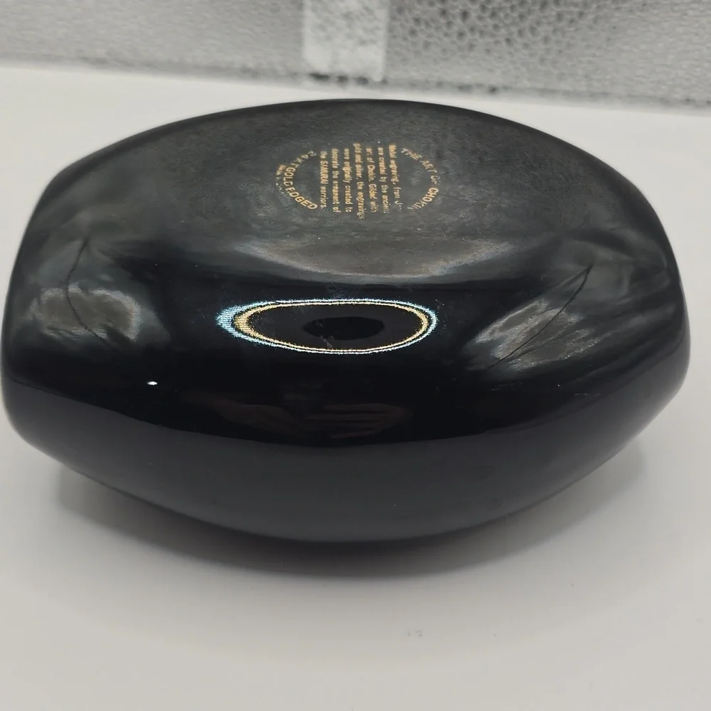 The Art Of Chokin 24k Gold Edged Black Vase With Peacock Design Made In Japan